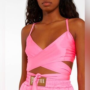 PALM ANGELS Silk Tie Bra Top